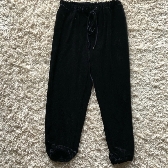 Saks Fifth Avenue velvet pull-on drawstring Pants Black 6888 - Picture 1 of 7